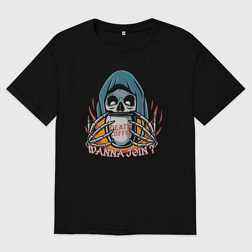 Женская футболка оверсайз Кофе смерти / Черный – фото 1