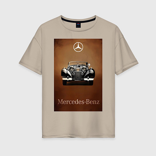 Женская футболка оверсайз Mercedes-benz автомобиль / Миндальный – фото 1