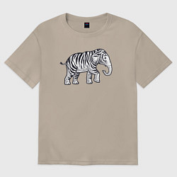 Футболка оверсайз женская Тигриный слон, цвет: миндальный