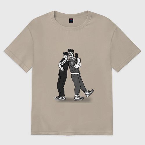 Женская футболка оверсайз Таймскип / Миндальный – фото 1