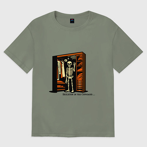 Женская футболка оверсайз Скелет в шкафу / Авокадо – фото 1