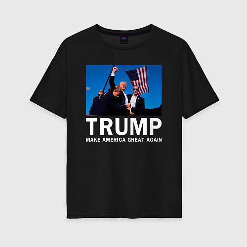Женская футболка оверсайз Дональд Трамп / Черный – фото 1