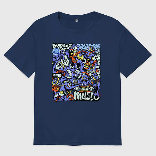 Женская футболка оверсайз Монстры музыканты / Тёмно-синий – фото 1