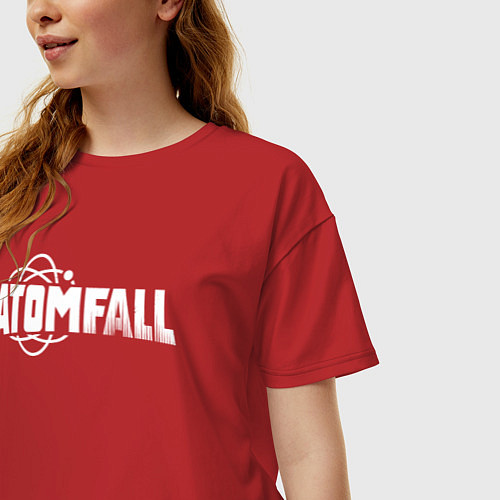 Женская футболка оверсайз Atomfall logo / Красный – фото 3