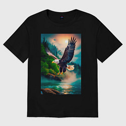 Футболка оверсайз женская Парящий орел, цвет: черный