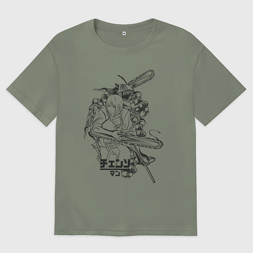 Женская футболка оверсайз Человек-бензопила Денджи Макима / Авокадо – фото 1