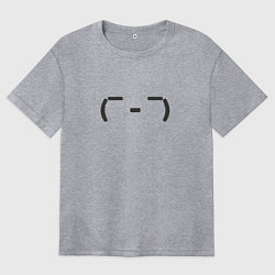 Футболка оверсайз женская Каомодзи щурится, цвет: меланж