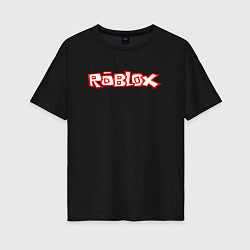 Футболка оверсайз женская Roblox красный мем, цвет: черный