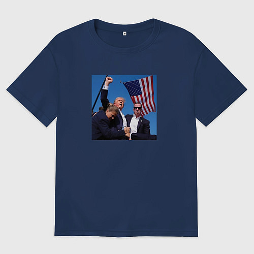 Женская футболка оверсайз Покушение на Трампа / Тёмно-синий – фото 1