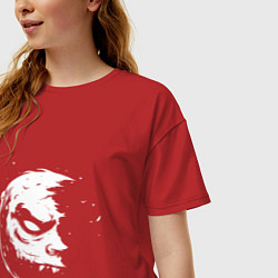 Футболка оверсайз женская Злобная луна монстр, цвет: красный — фото 2