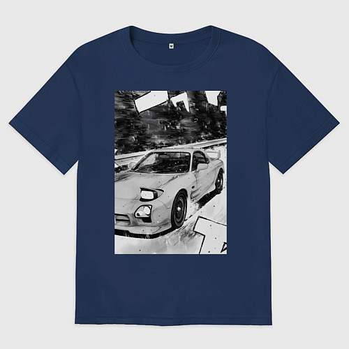 Женская футболка оверсайз Mazda rx-7 авто / Тёмно-синий – фото 1