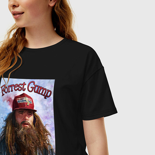 Женская футболка оверсайз Форест Гамп - Том Хэнкс / Черный – фото 3