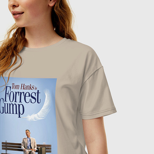 Женская футболка оверсайз Forrest Gump - Tom is on the bench / Миндальный – фото 3