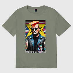 Футболка оверсайз женская Trumps not dead - ai punk art, цвет: авокадо