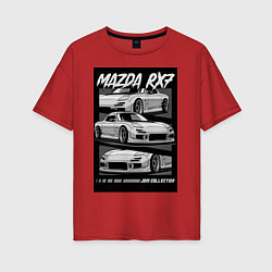 Футболка оверсайз женская Mazda rx-7 JDM авто, цвет: красный