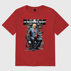Футболка оверсайз женская Trump with two pistols - cyberpunk, цвет: красный