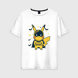 Женская футболка оверсайз Пикачу бэтмен