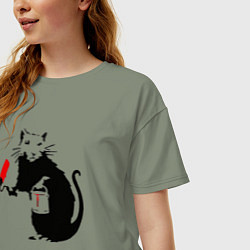 Футболка оверсайз женская Banksy rat, цвет: авокадо — фото 2