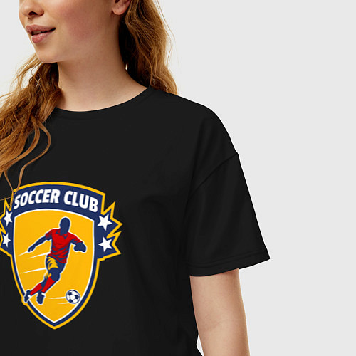 Женская футболка оверсайз Soccer club / Черный – фото 3