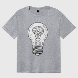 Футболка оверсайз женская Мозг и лампочка, цвет: меланж