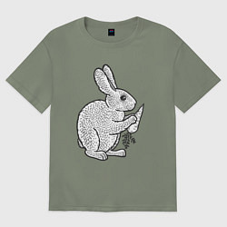 Футболка оверсайз женская Зайчик и морковка, цвет: авокадо