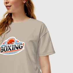 Футболка оверсайз женская Boxing team, цвет: миндальный — фото 2