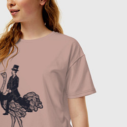 Футболка оверсайз женская Страус и джентльмен, цвет: пыльно-розовый — фото 2