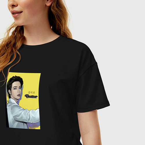 Женская футболка оверсайз Jin Butter / Черный – фото 3