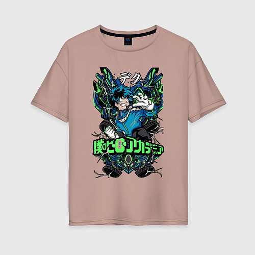 Женская футболка оверсайз Моя геройская академия главный герой Деку / Пыльно-розовый – фото 1