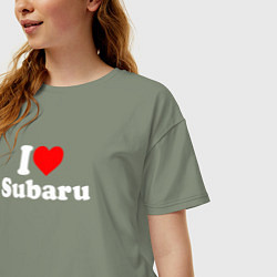 Футболка оверсайз женская I love Subaru sport, цвет: авокадо — фото 2