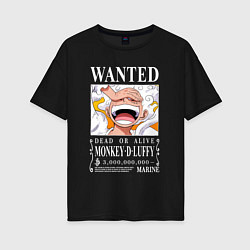 Футболка оверсайз женская Monkey D Luffy - wanted, цвет: черный