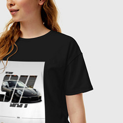 Футболка оверсайз женская Porsche 911 стильный автомобиль, цвет: черный — фото 2