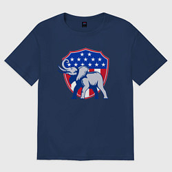 Футболка оверсайз женская Слон США, цвет: тёмно-синий