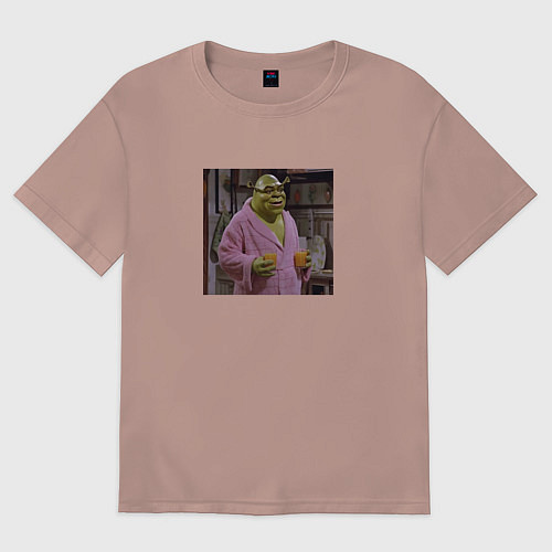 Женская футболка оверсайз Шрек в халате / Пыльно-розовый – фото 1