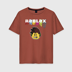 Футболка оверсайз женская Roblox pixel - роблокс пиксель видеоигра для детей, цвет: кирпичный