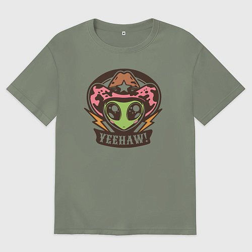 Женская футболка оверсайз Инопланетянин ковбой / Авокадо – фото 1