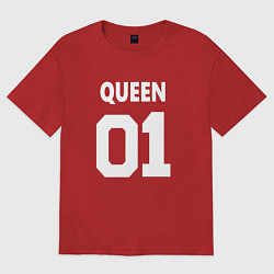 Футболка оверсайз женская Футбольная надпись 01 королева, цвет: красный