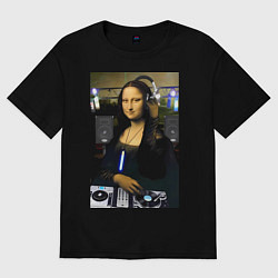 Футболка оверсайз женская Мона Лиза диджей, цвет: черный