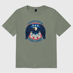 Футболка оверсайз женская Борец за свободу - дух орла, цвет: авокадо