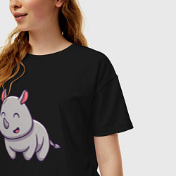 Футболка оверсайз женская Весёлый носорог, цвет: черный — фото 2