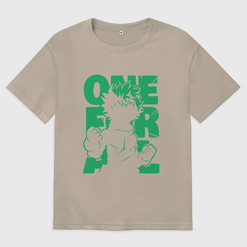 Женская футболка оверсайз Моя геройская академия один за всех Деку / Миндальный – фото 1