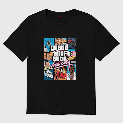 Женская футболка оверсайз Vice City / Черный – фото 1