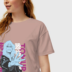 Футболка оверсайз женская Моя геройская академия Шигараки Томура, цвет: пыльно-розовый — фото 2