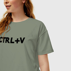 Футболка оверсайз женская Иностранная надпись cntrl v, цвет: авокадо — фото 2