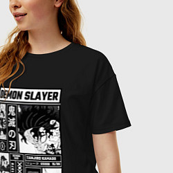 Футболка оверсайз женская Величие Танджиро - Клинок рассекающий демонов, цвет: черный — фото 2