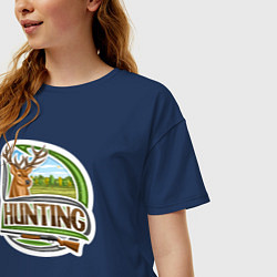 Футболка оверсайз женская Deer hunting, цвет: тёмно-синий — фото 2