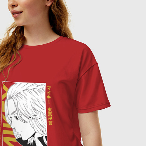 Женская футболка оверсайз Токийские мстители Мандзиро Сано / Красный – фото 3