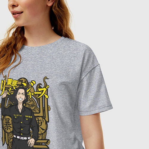 Женская футболка оверсайз Токийские мстители Кейске Баджи Baji Keisuke / Меланж – фото 3