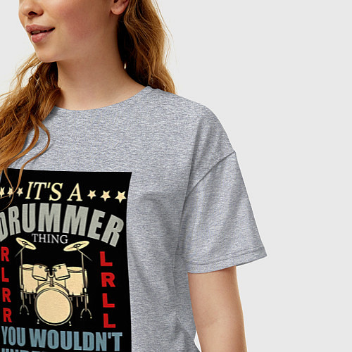 Женская футболка оверсайз Барабанщик музыка / Меланж – фото 3