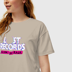 Футболка оверсайз женская Lost records bloom and rage logo, цвет: миндальный — фото 2